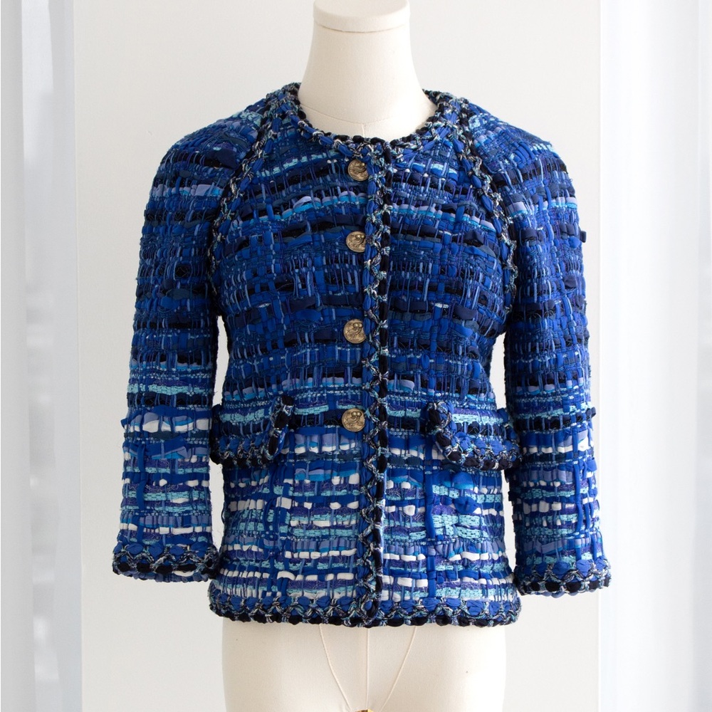 Chanel Cruise 2018 Greece Blue Gold Owl Lesage Fantasy Tweed 18C Jacket - Picture 5 of 16
